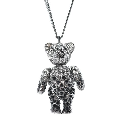 dior teddy bear necklace free shipping|CHRISTIAN DIOR Crystal Teddy Bear Necklace Black.